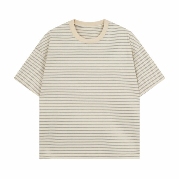 300 GSM T-SHIRT - “STRIPED CREAM”
